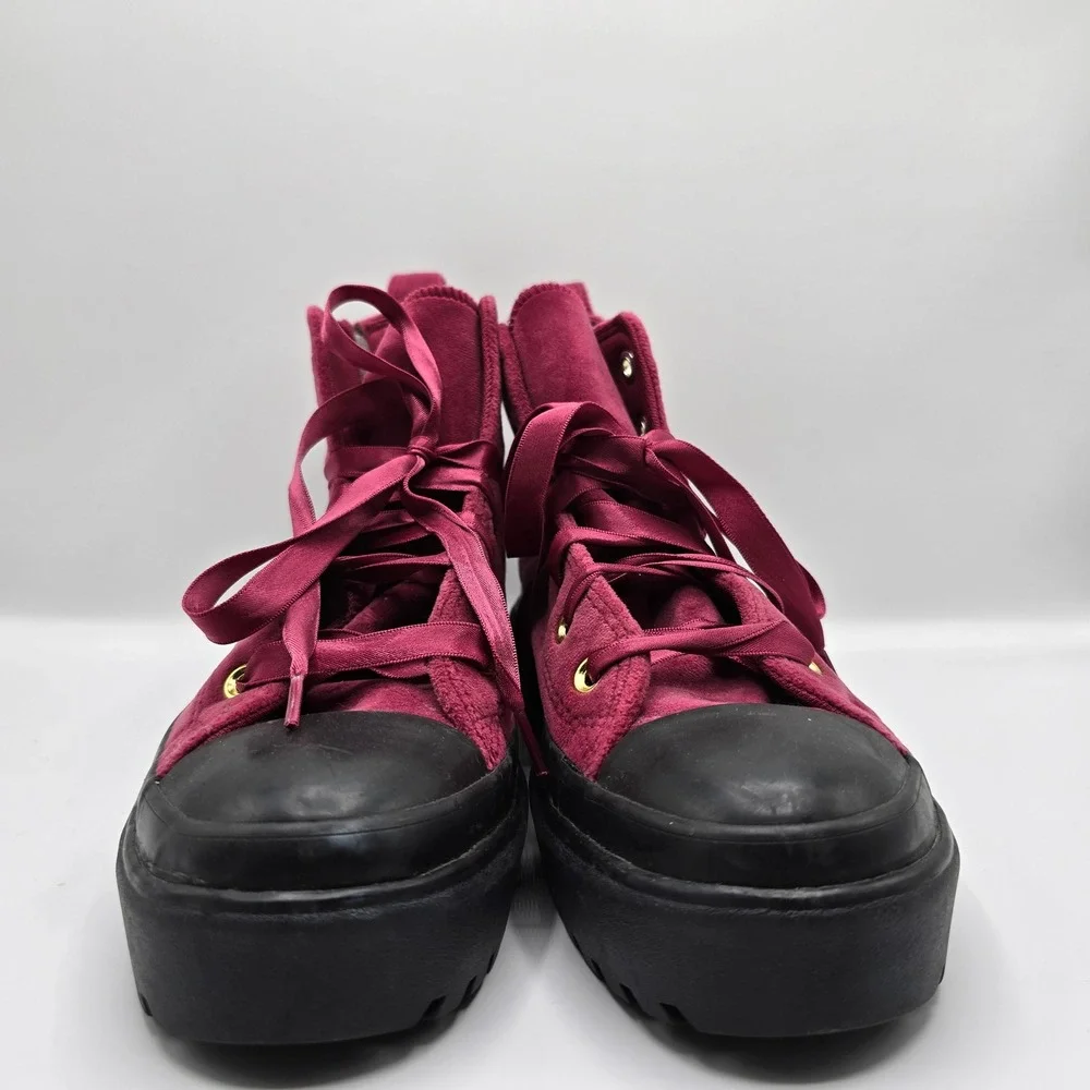 Converse Platform High Top Sneaker Boots Velvet Ribbon Laces‎ Side Zip US 6